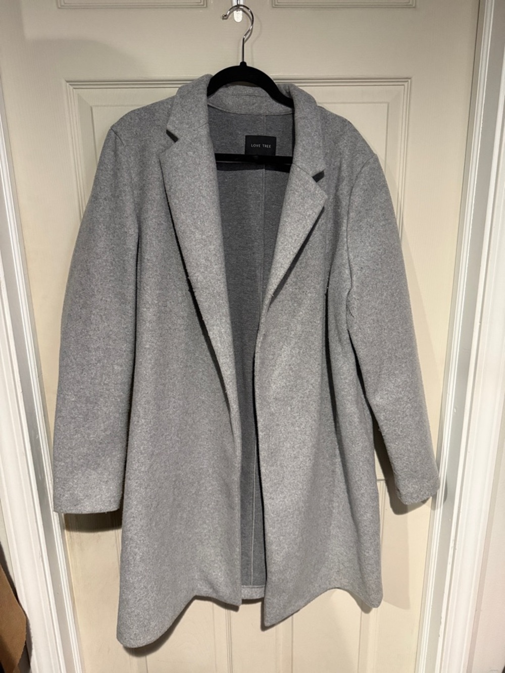 Love Tree Light Gray Open-Front Trench Coat